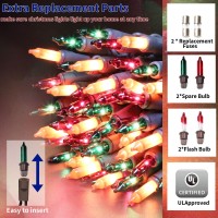 Twinglehome Ultrabright Connects End To End Orange Purple And Green Christmas Mini Lights 100L 196Ft Ul Listed Incandescent Bu