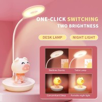 Comprafun Kids Desk Lamp Pink Dimming Desk Lamp For Girls With Exclusive Cartoon Look Cute Night Light For Kids Bedroom Eyec