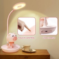 Comprafun Kids Desk Lamp Pink Dimming Desk Lamp For Girls With Exclusive Cartoon Look Cute Night Light For Kids Bedroom Eyec