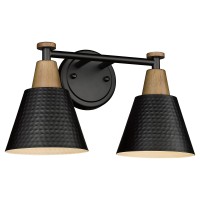 Femila Black Bathroom Light Fixtures, 2-Light Bathroom Vanity Lights Over Mirror With Hammered Metal Shade, Modern Wall Sconces Lighting For Kitchen Bedroom Living Room, 4Fg59B-2W Bk