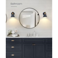 Femila Modern Wall Sconces Set Of 2, 1-Light Wall Lighting Bathroom Sconces Single Vanity Light, Hammered Metal Shade, Dark Blue,4Fg59B-2 Blue