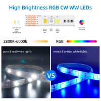 Giderwel Smart Zigbee 3.0 Usb Led Strip Light Rgbww Kit Work With Hub Bridge Tuya Smart Hub And Echo Plus For App/Alexa Voice Control 6.56Ft Rgb Cold Warm White Rgbcct Ambiance Tv Lightstrip Plus