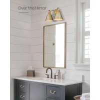 Femila Bathroom Light Fixtures, 2-Light Bathroom Vanity Lights Over Mirror, Antique Brass Wall Sconces, Hammered Metal Shade, 4Fg59B-2W Bg