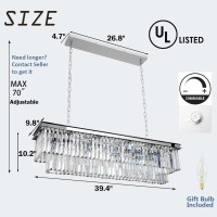 Antilisha Chrome Crystal Chandelier Lighting L39'' Rectangular Modern Dining Room Lighting Fixture Rectangle Light Fixture Ceiling Hanging For Kitchen Island Over Table Linear