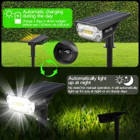 Aounq 64 Leds Solar Spot Lights Outdoor 1000 Lumens 4 Lighting Modes Solar Outdoor Lights Ip67 Waterproof Solar Spotlight 2In