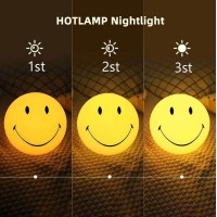 Hotlamp Night Light For Kids Smiley Face Lamp Light Birthday Gifts For Boys Girls Plastic Nightlight Portable Nursery Usb Rechar