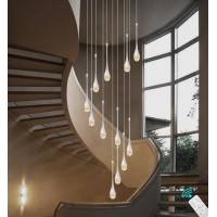 Ykolupty H120 Long Crystal Raindrop Chandelier 12 Lights Foyer Pendant Lighting Entrwey High Ceiling Chandeliers Led Dimmable