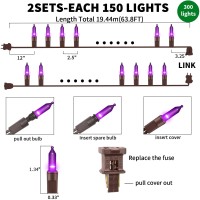 Twinglehome Ultrabright Connects End To End Purple Christmas Mini Lights 300L 638Ft2Setseach 150Lul Listed Incandescent Bul