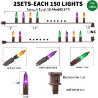 Twinglehome Ultrabright Connects End To End Orange Purple And Green Christmas Mini Lights 300L 638Ft2Setseach 150Lul Listed