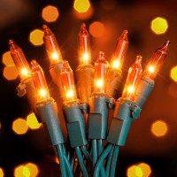 Hopolon Mini Orange Halloween Lights 2Pack 50 Incandescent Christmas String Lights 13Ft 120V Ul Certified Xmas Tree Lights For