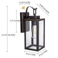 Gruenlich Dusk To Dawn Outdoor Wall Lantern, Led Wall Sconce, E26 Base Max 60W, Metal Housing Plus Glass, Oil Rubbed Bronze Finish, Etl Rated, Bulb Not Included, 1-Pack