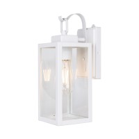 Gruenlich Dusk To Dawn Outdoor Wall Lantern, Led Wall Sconce, E26 Base Max 60W, Metal Housing Plus Glass, White Finish, Etl Rated, Bulb Not Included, 1-Pack