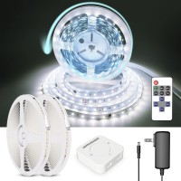 Chasing White Led Strip Lights, 6500K 65.6Ft 24V Dimmable Daylight White, 1200 Leds Smd 2835, Remote & Usb C Controller, Strong Adhesive, Strip Lights For Bedroom, Wedding, Ceiling, Kitchen, Cabinet