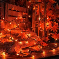 Mygoto Orange Thanksgiving Mini Lights 2Pack 13Feet 50Count Autumn Fall String Lightsconnectable 120V Plug In For Outdoor Indo