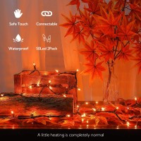 Mygoto Orange Thanksgiving Mini Lights 2Pack 13Feet 50Count Autumn Fall String Lightsconnectable 120V Plug In For Outdoor Indo