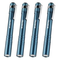 Workpro Led Pen Light Set, Battery-Powered Aluminum Handheld Flashlights, Pocket Torch Penlight With High Lumens For Camping, Outdoor, Emergency, Everyday, 8Aaa Batteries Included, Blue (4-Pack)