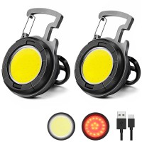 Sefone 2 Pack Cob Keychain Work Light 1000 Lumens Keychain Light With 4 Modes Mini Keychain Flashlights Led Emergency Light P