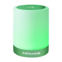 Amouhom Touch Control Lamp, Table Bedside Night Light, Portable Led Light With Dimmable Warm White Light & 6 Different And 16 Gradient Colores Changing (Basil Green)