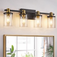 Dadul 4 Light Bathroom Vanity Light Black And Gold Bathroom Light Fixtures With Clear Glass Shade Modern Gold Vanity Lights Ov