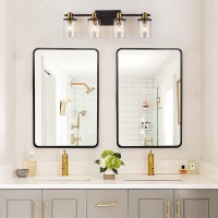 Dadul 4 Light Bathroom Vanity Light Black And Gold Bathroom Light Fixtures With Clear Glass Shade Modern Gold Vanity Lights Ov