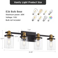 Dadul 4 Light Bathroom Vanity Light Black And Gold Bathroom Light Fixtures With Clear Glass Shade Modern Gold Vanity Lights Ov