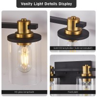 Dadul 4 Light Bathroom Vanity Light Black And Gold Bathroom Light Fixtures With Clear Glass Shade Modern Gold Vanity Lights Ov