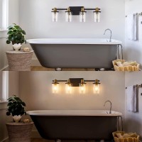 Dadul 4 Light Bathroom Vanity Light Black And Gold Bathroom Light Fixtures With Clear Glass Shade Modern Gold Vanity Lights Ov