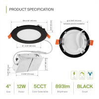 Asd Led Recessed Lighting 4 Inch 2700K3000K3500K4000K5000K 12W 50W Eqv Ultra Thin Dimmable Ceiling Lights With J Box C