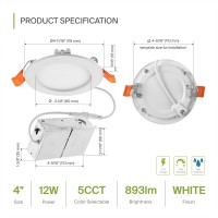 Asd Led Recessed Lighting 4 Inch 2700K3000K3500K4000K5000K 12W 50W Eqv Ultra Thin Dimmable Ceiling Lights With J Box C