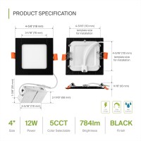 Asd Led Square Recessed Lighting 4 Inch 2700K3000K3500K4000K5000K 12W 50W Eqv Ultra Thin Dimmable Ceiling Lights With J