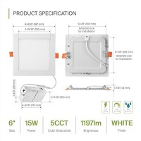 Asd Led Square Recessed Lighting 6 Inch 2700K3000K3500K4000K5000K 15W 60W Eqv Ultra Thin Dimmable Ceiling Lights With J