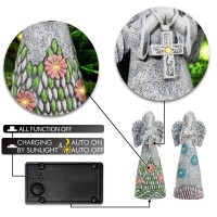 Teresas Collections Angel Garden Statues With Solar Outdoor Light For Garden Angel Decor 2 Pack Resin Grave Cemetery Decoratio