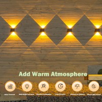 Aslidecor Solar Wall Lights Up And Down,Warm White Fence Lighting Waterproof Deck Step Light For Arbor Patio Yard