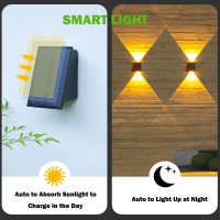 Aslidecor Solar Wall Lights Up And Down,Warm White Fence Lighting Waterproof Deck Step Light For Arbor Patio Yard