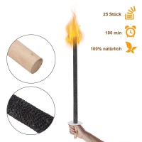 Eulenke Pack Of 25 Wax Torches With Hand Guard, 90-100 Min Burning Time Wax Torches With Long Handle, Outdoor Torches For Hiking & Party & Garden