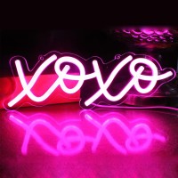 Dakabuka Xoxo Pink Led Neon Light Sign Night Lights For Wall Decor Light Up Signs For Birthday Gift Kids Bedroom Party Hotel Restaurant Bar (Usb Powered)