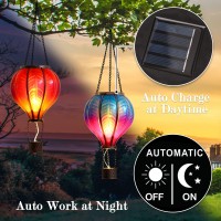 Teresas Collections 2 Pack Hanging Solar Lantern Outdoor Garden Decor For Halloween Christmas Party Waterproof Hot Air Balloon