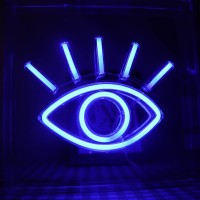 Qiaofei Led Pink Eye Shape Neon Sign Cool Decorative Light Usb Light Box Sign For Desktop Home Beauty Room Gaming Room Bar Party