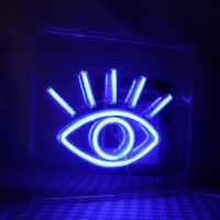 Qiaofei Led Pink Eye Shape Neon Sign Cool Decorative Light Usb Light Box Sign For Desktop Home Beauty Room Gaming Room Bar Party