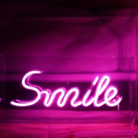 Qiaofei Led Pink Smile Neon Sign Decorative Letters Light Sign Usb Light Box Neon Letters For Desktop Home Room Bar Party Holida