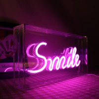 Qiaofei Led Pink Smile Neon Sign Decorative Letters Light Sign Usb Light Box Neon Letters For Desktop Home Room Bar Party Holida