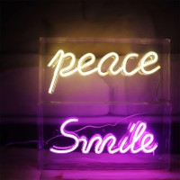 Qiaofei Led Pink Smile Neon Sign Decorative Letters Light Sign Usb Light Box Neon Letters For Desktop Home Room Bar Party Holida