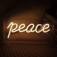 Qiaofei Led Peace Sign Neon Sign Decorative Light Usb Light Box Sign Neon Letters For Desktop Home Bar Party Holiday Events War