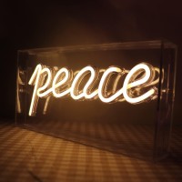 Qiaofei Led Peace Sign Neon Sign Decorative Light Usb Light Box Sign Neon Letters For Desktop Home Bar Party Holiday Events War