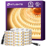 Hitlights Warm White Led Strip Lights 3000K, 13Ft Premium High Density Led Tape Light, 480 Leds/Reel, 300 Lumens/Foot, 12V Rope Lights For Bedroom, Under Cabinet, Ul-Listed