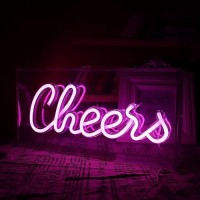 Qiaofei Cheers Neon Sign Led Decorative Light Sign Usb Light Box Neon Letters For Desktop Home Bar Party Wedding Graduation Holi