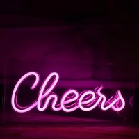 Qiaofei Cheers Neon Sign Led Decorative Light Sign Usb Light Box Neon Letters For Desktop Home Bar Party Wedding Graduation Holi