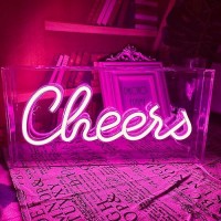 Qiaofei Cheers Neon Sign Led Decorative Light Sign Usb Light Box Neon Letters For Desktop Home Bar Party Wedding Graduation Holi