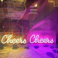 Qiaofei Cheers Neon Sign Led Decorative Light Sign Usb Light Box Neon Letters For Desktop Home Bar Party Wedding Graduation Holi