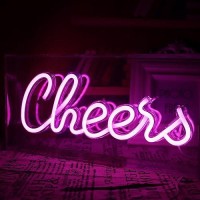 Qiaofei Cheers Neon Sign Led Decorative Light Sign Usb Light Box Neon Letters For Desktop Home Bar Party Wedding Graduation Holi